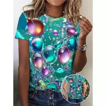 Повседневные летние футболки с круглым вырезом и принтом «Balloon Bubble». Модные, трендовые, высококачественные топы. Удобная, дышащая футболка с короткими рукавами и круглым вырезом. XS