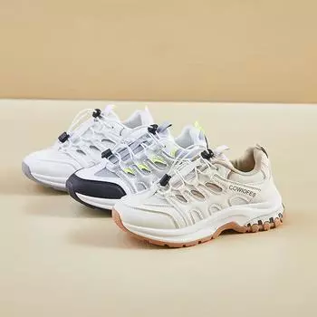 Повседневные массивные кроссовки для женщин, кроссовки для папы, на платформе, со шнуровкой, для тренировок, удобные кроссовки для ходьбы, женские легкие спортивные кроссовки для бега 35 серый