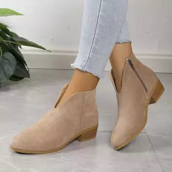 Повседневные модные износостойкие и универсальные остроносые ботинки на квадратном каблуке, новые однотонные ботинки на толстом каблуке для женщин 39