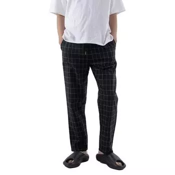 Повседневные модные клетчатые мужские брюки для отдыха на осень и зиму, новые домашние брюки S чёрный