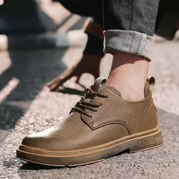 Повседневные модные мужские кожаные туфли на шнуровке, высокие туфли, деловые, универсальные, мужские, для вечеринок, черные туфли для взрослых 39 чёрный