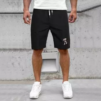 Повседневные модные мужские однотонные летние шорты S чёрный