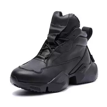 Повседневные модные мужские туфли из кожи на платформе, черные, белые, на толстой подошве, из коровьей кожи, мужские кроссовки, теплые плюшевые зимние сапоги 37