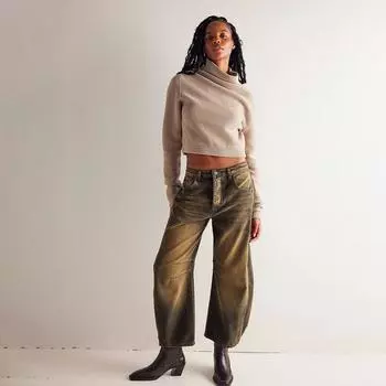 Повседневные модные однотонные свободные прямые женские джинсы со средней талией L чёрный