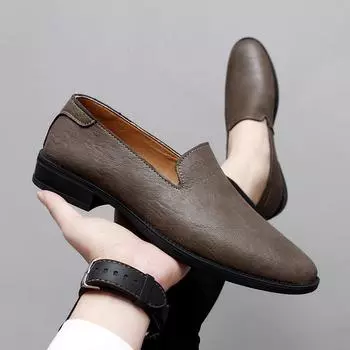 Повседневные мокасины для пар из цельной кожи на низком каблуке для дышащего повседневного делового наряда, парная обувь больших размеров 36-48 36 чёрный