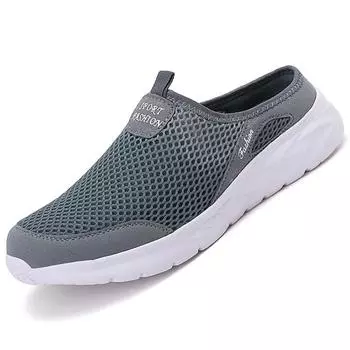 Повседневные мокасины, мужские летние полутапочки, тапочки, шлепанцы, слипоны, мужские сетчатые дышащие мягкие удобные тапочки для мужчин 39 серый