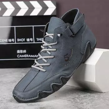 Повседневные мужские ботинки ручной работы из спилковой кожи, осенние ботильоны, большие размеры 38-48, кроссовки для отдыха для мужчин, Hombres Botas 39 синий