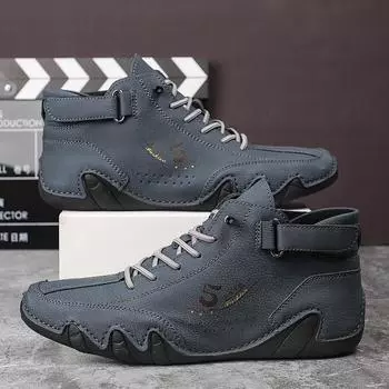 Повседневные мужские ботинки ручной работы из спилковой кожи, осенние ботильоны, большие размеры 38-48, кроссовки для отдыха для мужчин, Hombres Botas 39 синий