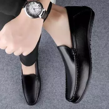 Повседневные мужские деловые туфли на мягкой подошве с дышащей подошвой, деловые кожаные туфли на одну ногу, удобные деловые туфли из мягкой кожи 37 чёрный
