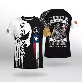 Повседневные мужские футболки с принтом 3D-черепов, с круглым вырезом, быстросохнущие, спортивная одежда, модная военная хип-хоп футболка, мужская одежда, свободные блузки S белый