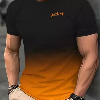 Повседневные мужские футболки, весенняя одежда, рубашки с эффектом омбре, большие топы с короткими рукавами, футболки для мальчиков, большие винтажные футболки для мужчин M