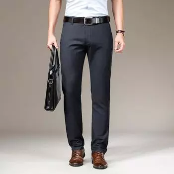 Повседневные мужские костюмные брюки свободного кроя, деловые мужские прямые брюки с высокой талией, тонкие клетчатые эластичные драпированные брюки 28