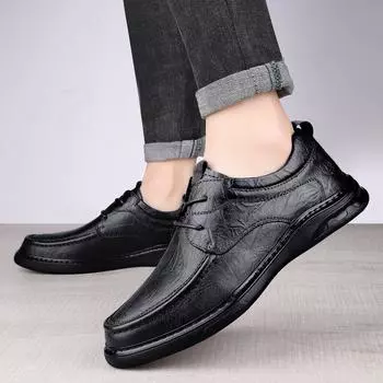 Повседневные мужские кожаные туфли из натуральной кожи высокого качества в мужском стиле для отдыха, бизнеса, вечеринок, повседневные, офисные туфли для взрослых, черные, коричневые 38 чёрный