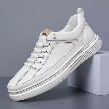 Повседневные мужские кроссовки из натуральной кожи, роскошные дизайнерские походные туфли ручной работы из кожи для отдыха на открытом воздухе, повседневные модные нескользящие мужские туфли 38 белый