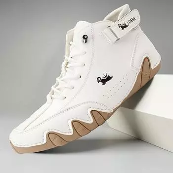 Повседневные мужские кроссовки. Роскошная дизайнерская обувь. Бесплатная доставка. Кожаные ботильоны. Новая модная удобная мужская обувь с высоким берцем. 38