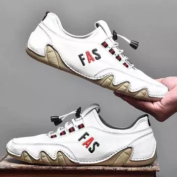 Повседневные мужские лоферы, обувь из осьминога, мужская обувь из кожи осьминога, ленивые британские туфли на мягкой подошве в горошек на плоской подошве 38 белый