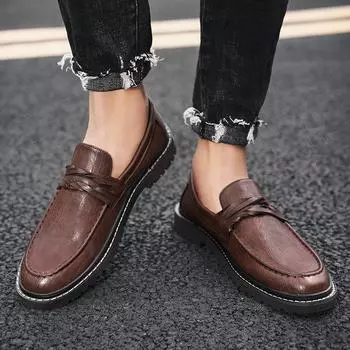 Повседневные мужские мокасины Классический стиль джентльмена Для отдыха на природе Для деловых вечеринок Повседневные офисные удобные мужские туфли на плоской подошве 39 чёрный