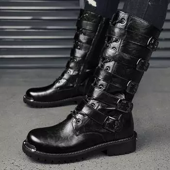 Повседневные мужские мотоциклетные ботинки в модном уличном стиле, для повседневного отдыха на природе, вечеринки, классические черные, молодежные, для взрослых, размер плюс 38-46 38 чёрный