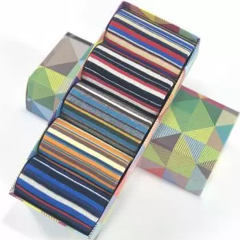 Повседневные мужские носки в хроматическую полоску, пять пар носков, мужская одежда с окончательным дизайном, модный дизайнерский стиль, хлопок, без коробки US 7.5-12EUR 40-47