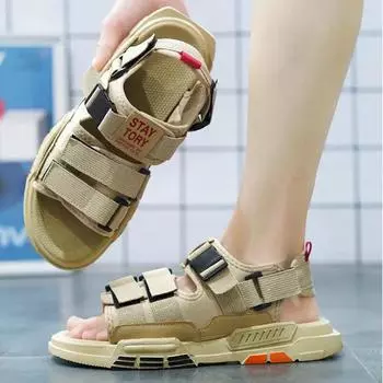 Повседневные мужские сандалии, летняя обувь, сандалии, мужские сандалии, уличные дышащие удобные слипоны, открытая обувь больших размеров Sandalias Hombre 39 бежевый