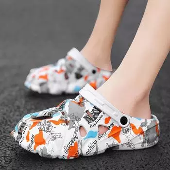 Повседневные мужские сандалии Step On Shit Feeling Bag Head Eva сандалии с толстой подошвой и нескользящей верхней одеждой Ins Tide Beach Hole Shoes 39/40 белый