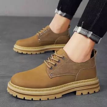 Повседневные мужские туфли дерби на толстой подошве. Модный и универсальный стиль. Для отдыха на открытом воздухе, для деловых вечеринок, для офиса, для молодежи и взрослых. 38 чёрный