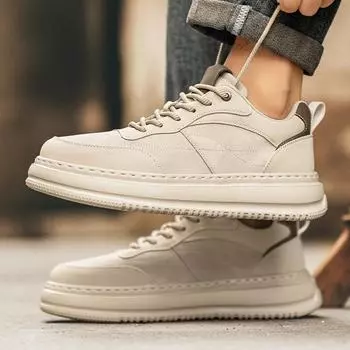 Повседневные мужские туфли для сноуборда Толстая подошва увеличивает рост и удобный стиль Для прогулок на свежем воздухе Туризм Повседневная качественная обувь Черного цвета 39 бежевый