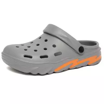 Повседневные мужские туфли с отверстиями, нескользящие, дышащие, увеличивающие высоту, пляжные сандалии, тапочки с мягкой подошвой 40 серый