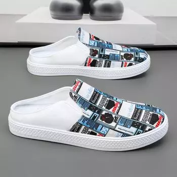 Повседневные мужские туфли с плоским дном и полупереноской, дышащие, ленивые, с одной педалью, из ткани, для сноуборда 39