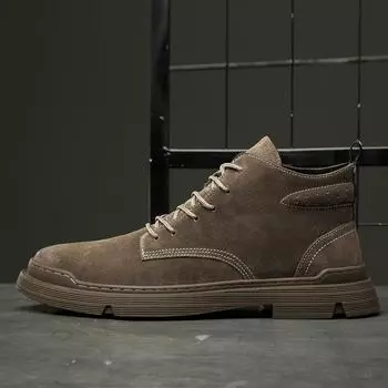 Повседневные мужские высокие ботинки Martin для улицы, матовые ботинки Martin со шнуровкой и круглым носком, осенне-зимняя новая универсальная корейская версия модной обуви 37