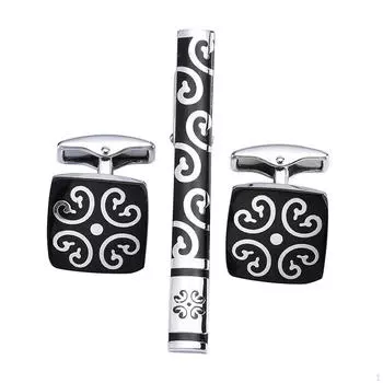 Повседневные мужские запонки, зажимы для костюмов, рубашка, зажим для галстука, пуговицы, застежка для деловой свадьбы, вечеринки чёрный