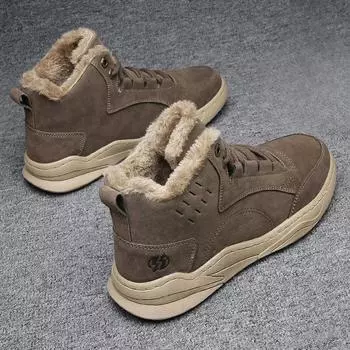 Повседневные мужские зимние ботинки на шнуровке, мужская зимняя обувь на плоской подошве, новая флисовая обувь, хлопковая обувь, оригинальные предложения, распродажа брендов, толстый плюш 39