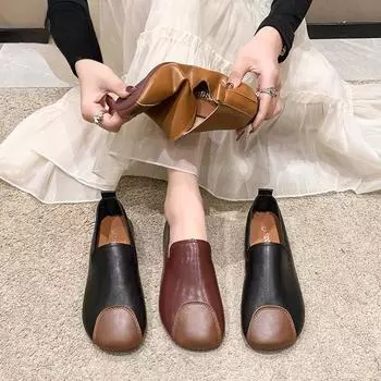 Повседневные нарядные туфли на плоской подошве для женщин. Балетки без шнуровки с квадратным закрытым носком. Повседневные женские туфли на плоской подошве из искусственной кожи. Удобные рабочие туфли на плоской подошве. Мокасины. Прогулочная обувь. 35 чё