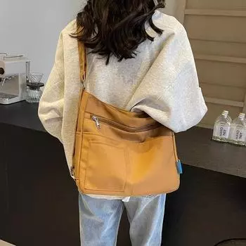 Повседневные нейлоновые женские сумки через плечо большой емкости, сумки через плечо для женщин на молнии, базовый стиль