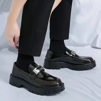 Повседневные новые мужские туфли на толстой подошве Удобная мужская обувь Мужская рабочая Деловая свадебная обувь Slip-On для ношения на открытом воздухе Обувь мужская 38 коричневый