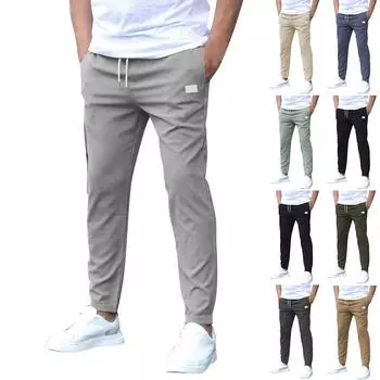 Повседневные облегающие брюки Ninepoint для мужчин, однотонные повседневные брюки с карманами L армия зеленый