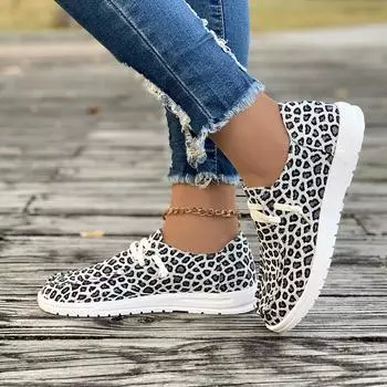 Повседневные одинарные туфли женские туфли на плоской подошве большого размера женские одинарные туфли 2024 года осень новые женские туфли с леопардовым принтом 36 цветной печати леопарда