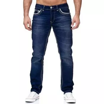 Повседневные однотонные эластичные прямые джинсы Bastic, мужские брюки-карго с эффектом усов, джинсовые брюки-карго, повседневные свободные брюки, мужские брюки 2XL чёрный