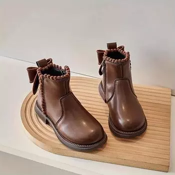 Повседневные однотонные сапоги Plus Grippy для девочек, удобные теплые нескользящие сапоги для зимы 23 чёрный