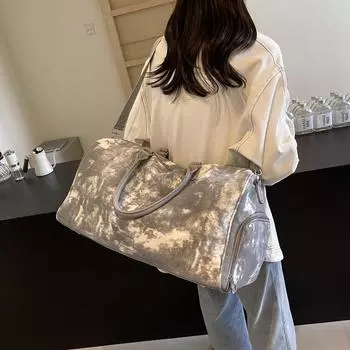 Повседневные однотонные швейные нитки для путешествий Высококачественные модные холщовые сумки для женщин Большая вместимость дорожные сумки на молнии синий