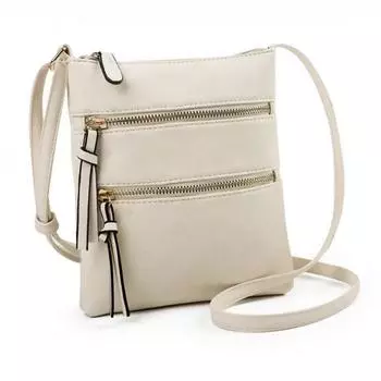 Повседневные однотонные женские сумки через плечо с двойной молнией, небольшой кошелек для телефона на ремне