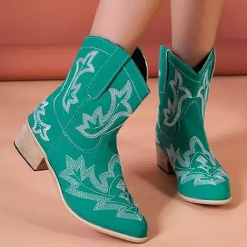 Повседневные осенне-зимние ковбойские ботильоны женские ковбойские ботинки из змеиной кожи короткие казачьи ботинки на высоком каблуке 35