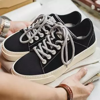 Повседневные парусиновые туфли Maden на толстой подошве, черные, с низким верхом, увеличивающие рост, универсальные спортивные кроссовки для мужчин на осень и зиму 38 чёрный