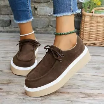 Повседневные парусиновые туфли на толстой платформе для женщин 2024 Весна Низкие туфли на плоском каблуке для женщин Плюс Размер 42 Оранжевые Дешевые Кроссовки 36 чёрный