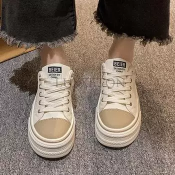 Повседневные парусиновые туфли на толстой подошве, модные и универсальные, дышащие, удобные, с сеткой, противоскользящие, износостойкие, для катания на доске 35