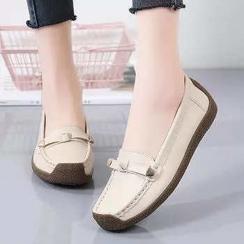 Повседневные пенни-лоферы для женщин, деловые рабочие мокасины, удобные туфли для ходьбы, туфли-лодочки для вождения, женские мокасины из искусственной кожи 35 бежевый