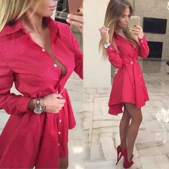 Повседневные платья-рубашки, женское летнее осеннее сексуальное платье, офисное платье на пуговицах, бандажные платья с отложным воротником и длинными рукавами, элегантные платья S чёрный