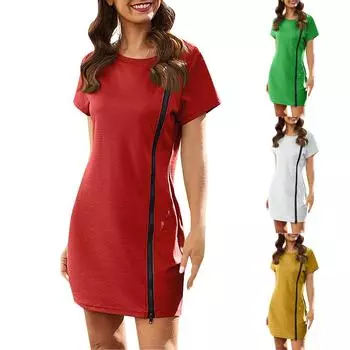 Повседневные платья Женские летние эластичные эластичные женские платья с короткими рукавами
