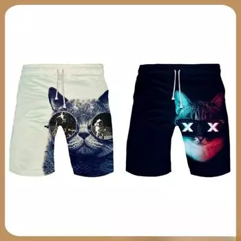 Повседневные пляжные брюки с 3D-цифровой печатью Cat для мужчин, шорты мужские S