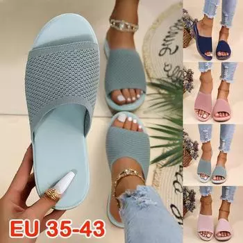 Повседневные пляжные шлепанцы на плоской подошве, винтажная Нескользящая дышащая обувь для пожилых людей, сандалии, женские тапочки 43 чёрный